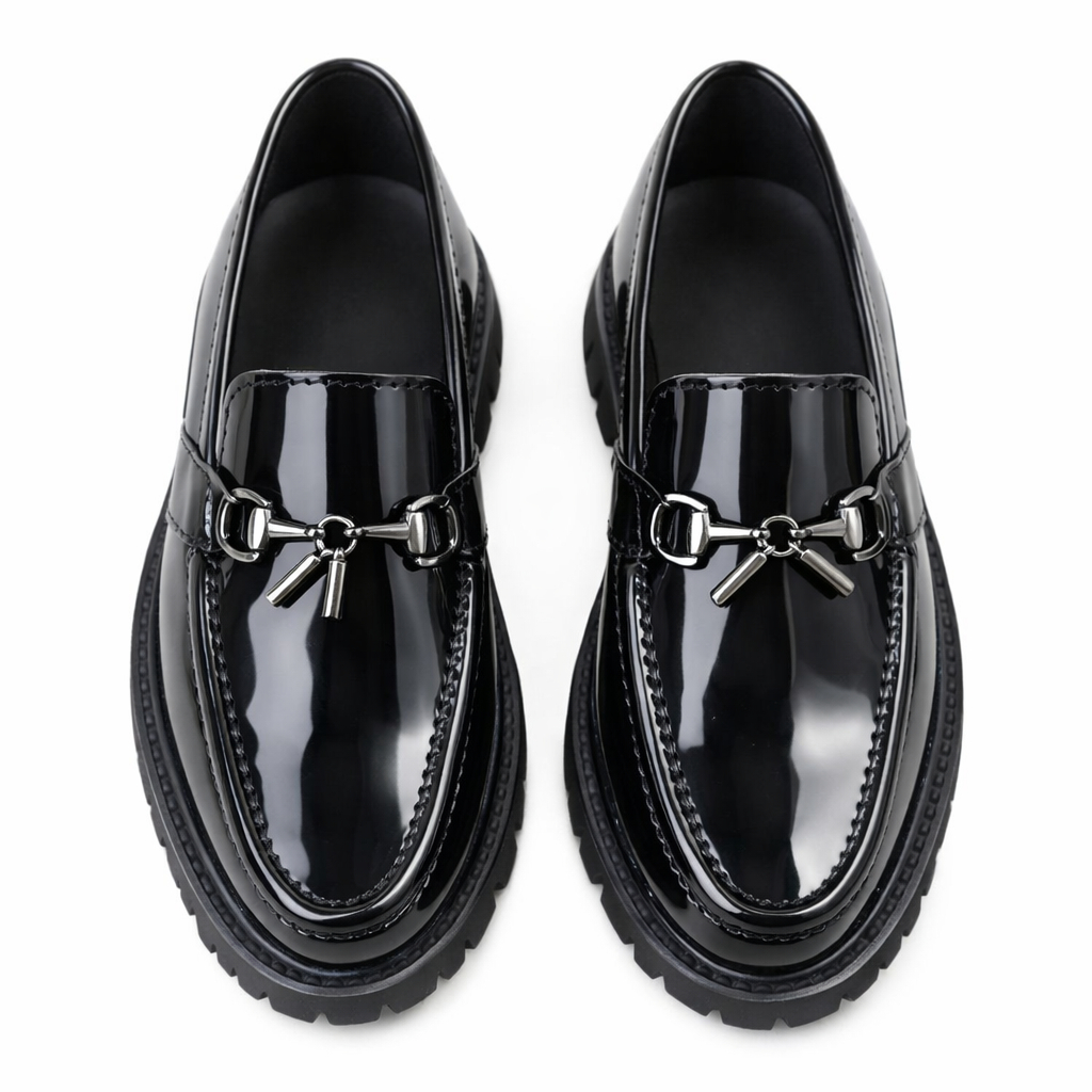 Premium kids Glossy Slip On Loafers with Chunky Sole